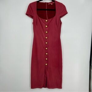 Black Halo Rose-Red Button-Front Mini Dress